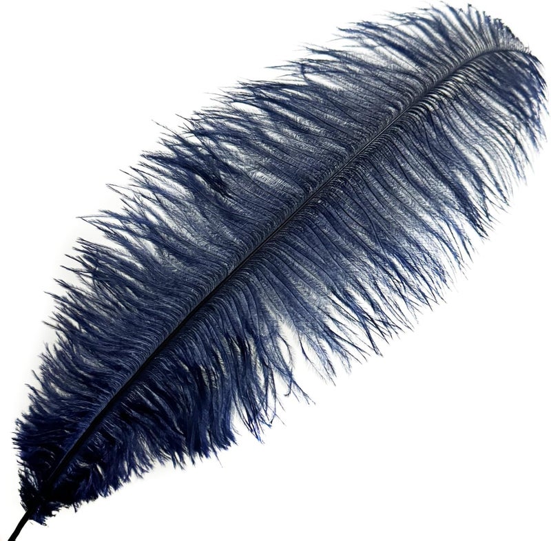 HAPPY FEATHER 16-18 inch Navy Blue Ostrich Feathers Craft for Wedding Party Centerpieces Home Decoration DIY Craft Pack of 10 - Image 3