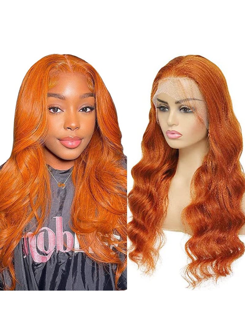 Royal Lady - Royal Lady 13x4 Ginger Orange Lace Front Wig with Baby Hair Pre Plucked Body Wave Lace Front Wigs for Black Women 180 Density Brazilian 88J Colored HD Lace Front Wigs Human Hair 16 Inch - Image 1