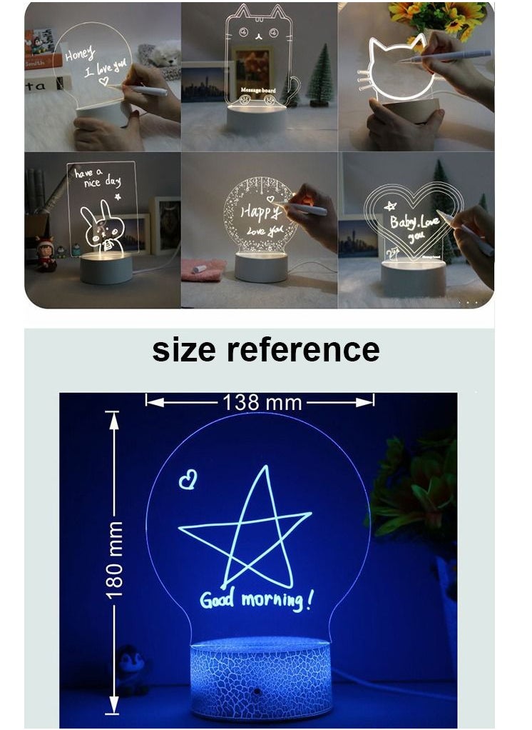 NIBEMINENT - 7 color light transparent message board 3D night light note writing home memo - Image 1
