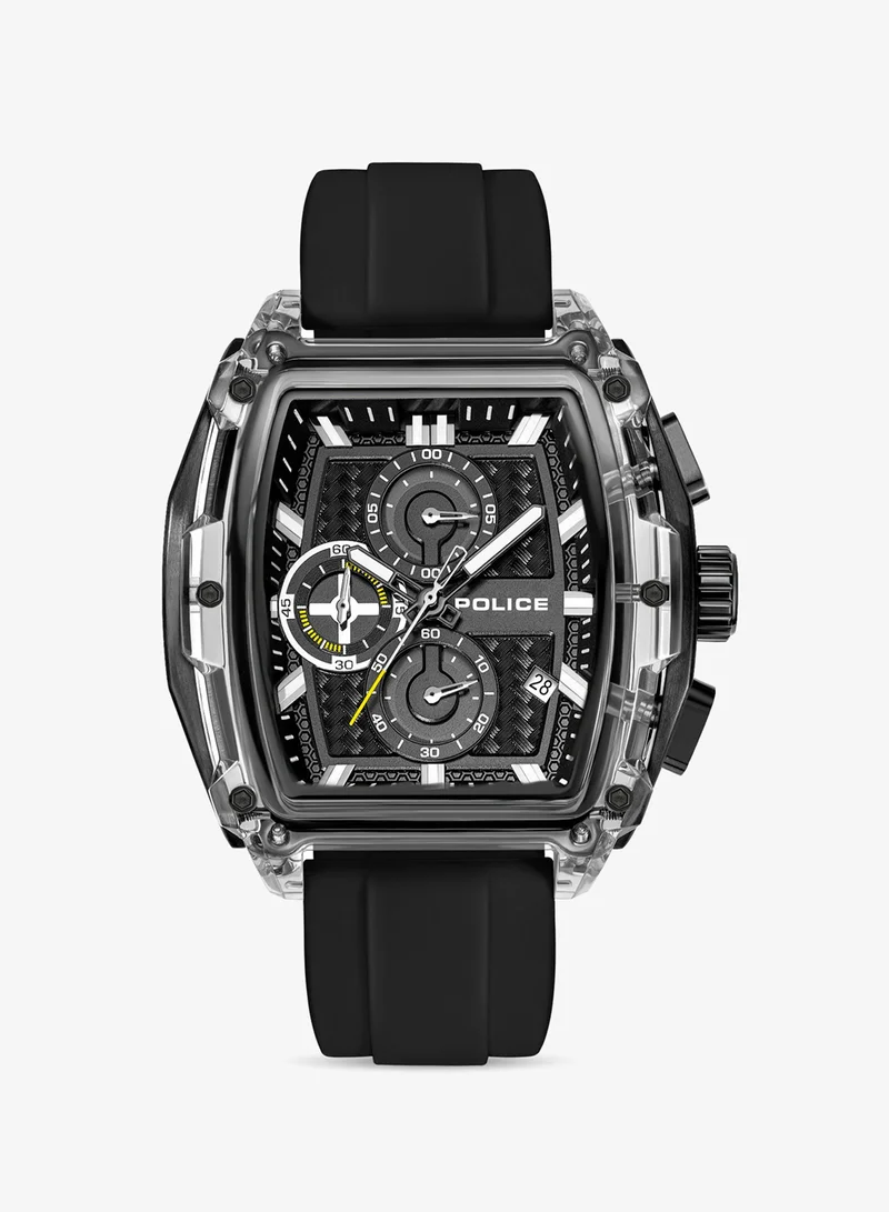 بوليس Clout Tank Four Interchangeable Silicone Straps Chronograph Watch for Men, 53.5mm