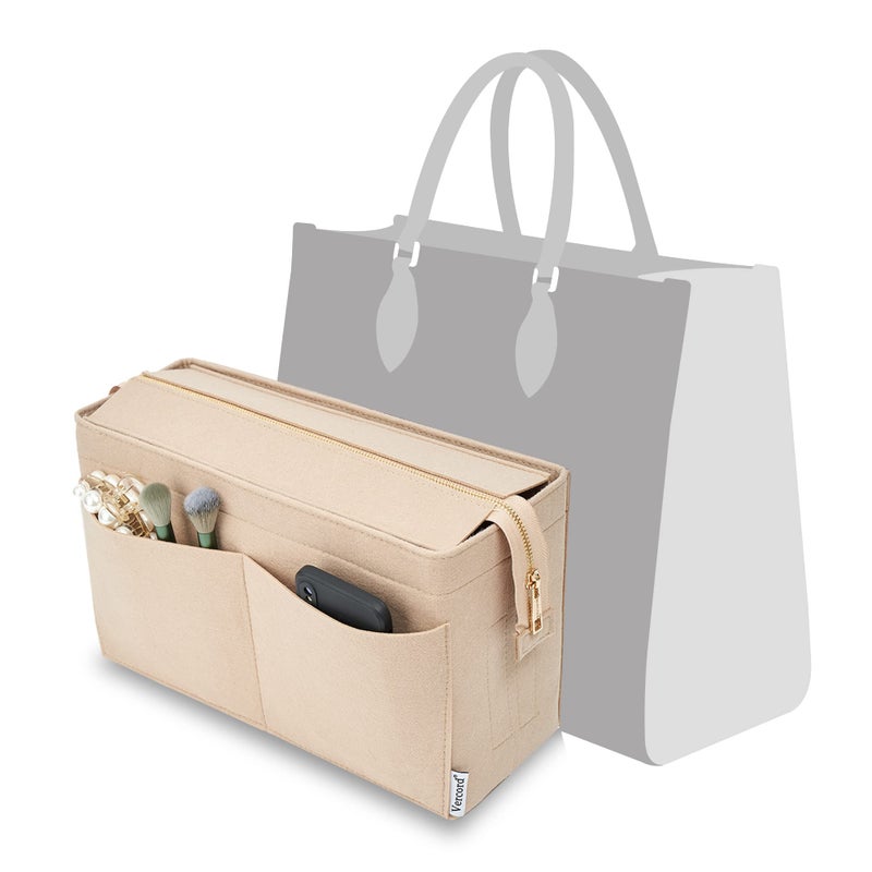 Vercord Felt Purse Organizer Insert Onthego 35 Handbag Tote Bag Organizer Bag in Bag with Removable Zipper - Image 1
