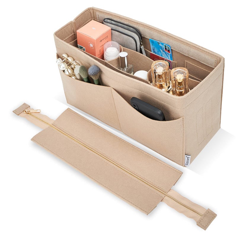 Vercord Felt Purse Organizer Insert Onthego 35 Handbag Tote Bag Organizer Bag in Bag with Removable Zipper - Image 2