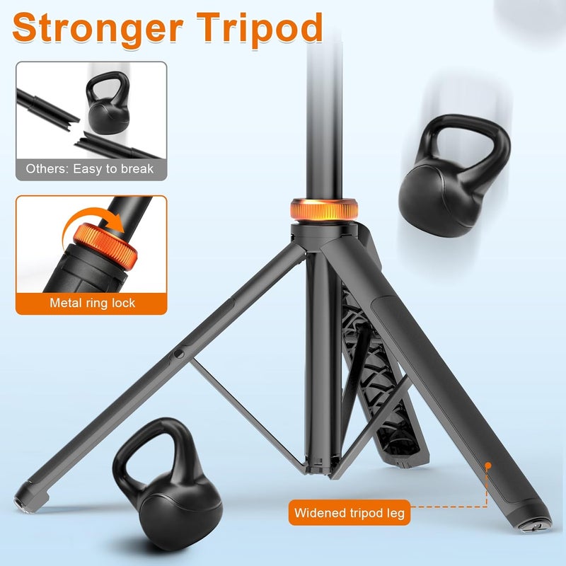 Eocean 157cm Phone Tripod, Extendable Tripod for iPhone, Selfie Stick with Remote & Phone Holder, Mobile Phone Stand for Photography Video Recording Travel, Compatible with iPhone/Android - Image 2