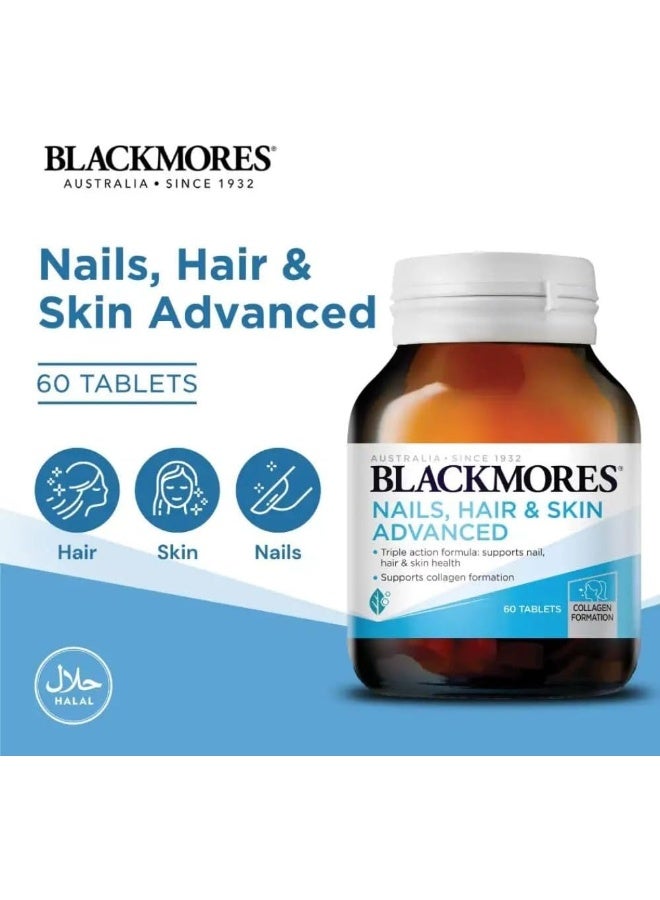 Blackmores فيتامينات الأظافر والشعر والبشرة للنساء، مصنوعة في أستراليا، 60 قرص - Image 2