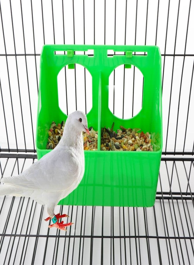 DQITJ 2 Pcs Pigeon Plastic Feeder, Dove Bird Food Feeding Hanging Box for Poultry Pigeon Parrot Budgie Parakeet Cage (Two Holes) - Image 2