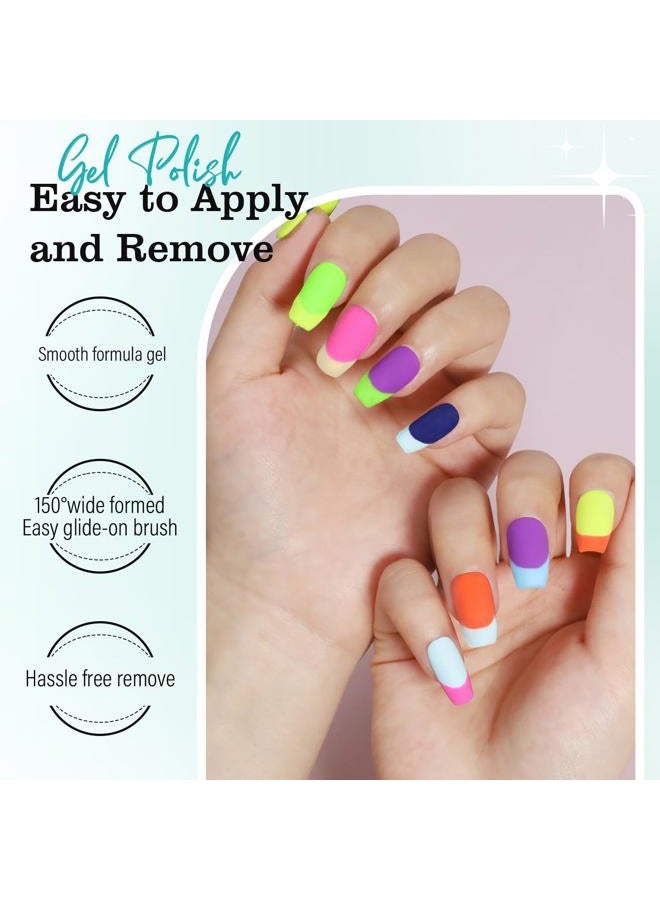 FZANEST Gel Nail Polish Set 6PCS Neon Yellow Green Hot Pink Blue Purple Gel Polish Kit - Image 5