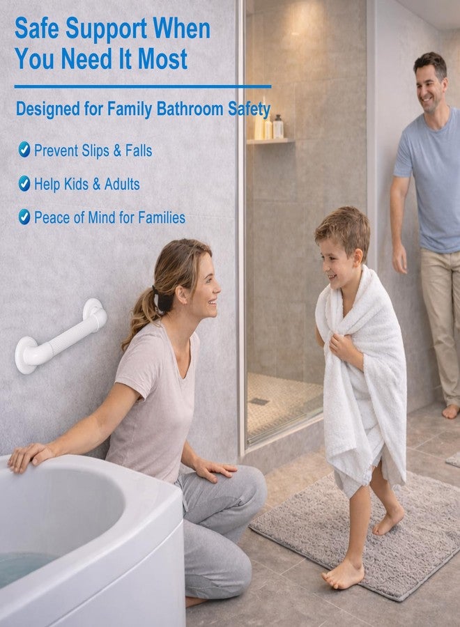 Yanzifly Shower Grab Bar for Wall: 12” ABS Safety Bars for Seniors, Wall Mount Bath tub Handles with Screws & Anchors, Bathroom Support Rails for Pregnant Women & Handicap Users, Toilet & Bathtub Assistance - Image 3