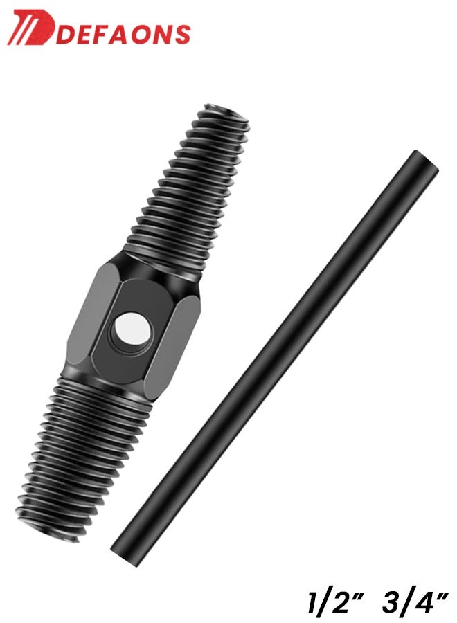 DEFAONS Pipe Breaker Extractor 1/2" & 3/4" Double-End Broken Pipe Extractor Tool High Carbon Steel, Heat-Treated Thread Remover for Water Pipes, Faucets, and Valves Durable Anti-Slip Design - Image 1