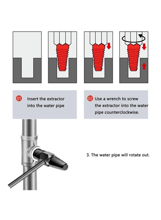 DEFAONS Pipe Breaker Extractor 1/2" & 3/4" Double-End Broken Pipe Extractor Tool High Carbon Steel, Heat-Treated Thread Remover for Water Pipes, Faucets, and Valves Durable Anti-Slip Design - Image 4
