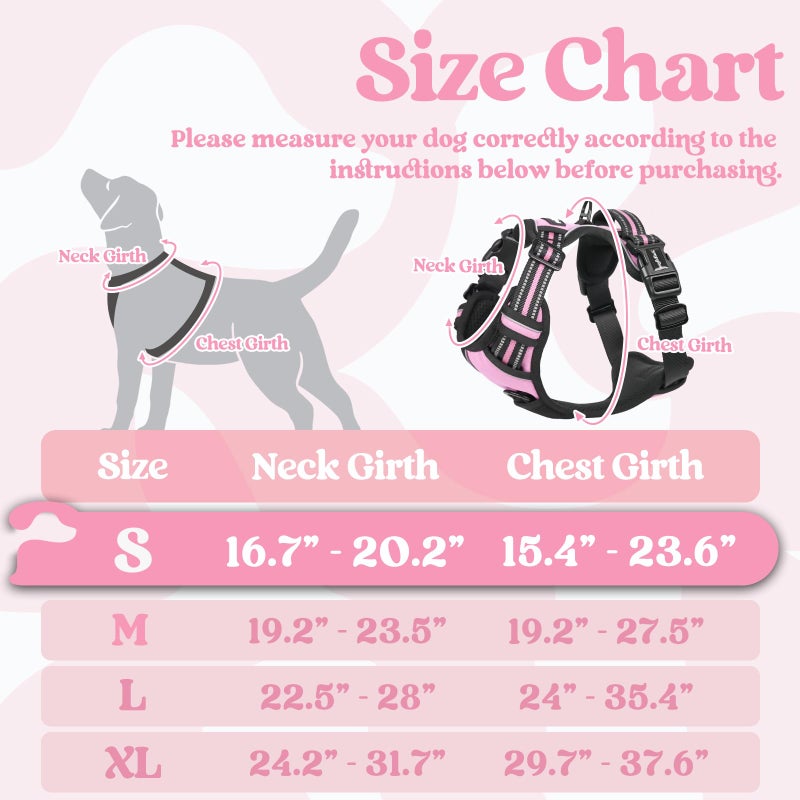 rabbitgoo Dog Harness Small Sized, No Pull Pet Harness with 3 Buckles, Adjustable Soft Padded Vest with Control Handle, Walking Reflective Pet Vest for Small Dogs, Pink, S - Image 2