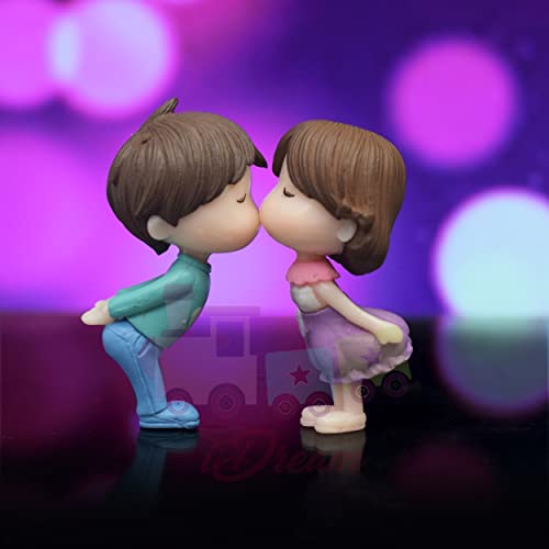 iDream Adorable Couple Resin Showpiece Miniatures – Romantic Home Decor, Cute Love Figurines for Table, Car Dashboard, Gift for Couples, Anniversary, Birthday, Valentine’s Day (Blue & Violet) - Image 4