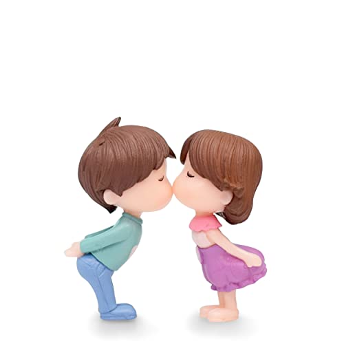iDream Adorable Couple Resin Showpiece Miniatures – Romantic Home Decor, Cute Love Figurines for Table, Car Dashboard, Gift for Couples, Anniversary, Birthday, Valentine’s Day (Blue & Violet) - Image 1