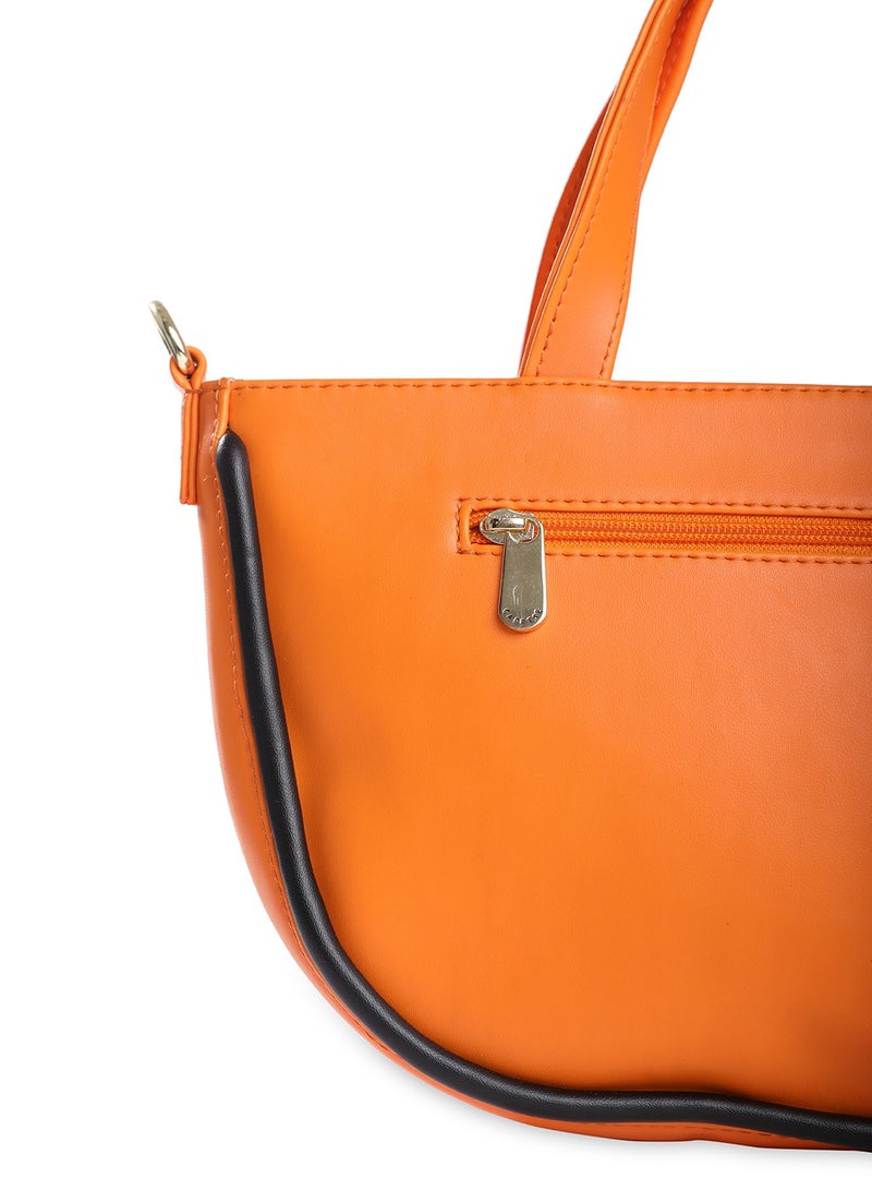 كابريسي جرايسي حقيبة متوسطة الحجم من الجلد الصناعي باللون البرتقالي الصلب - Image 5