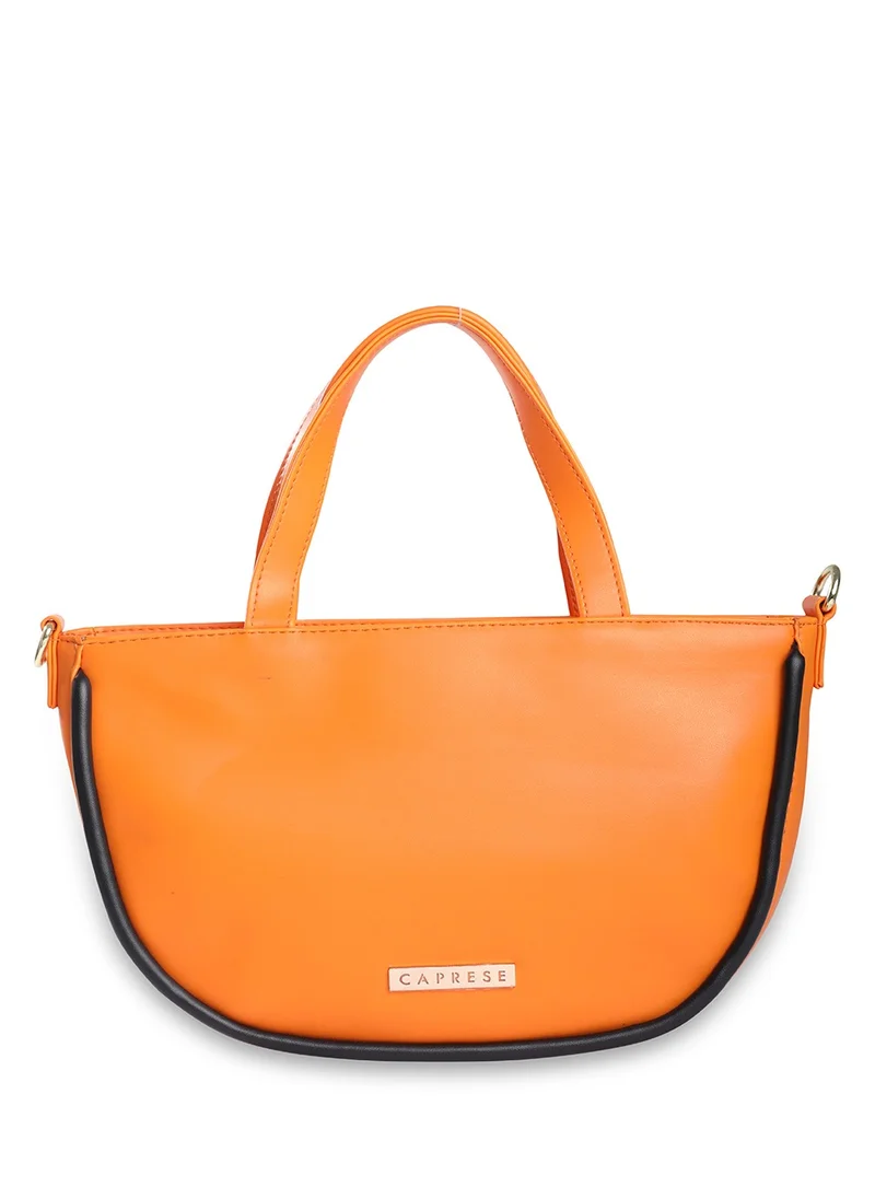 CAPRESE Caprese Gracie Solid Orange Faux Leather Medium Satchel Bag