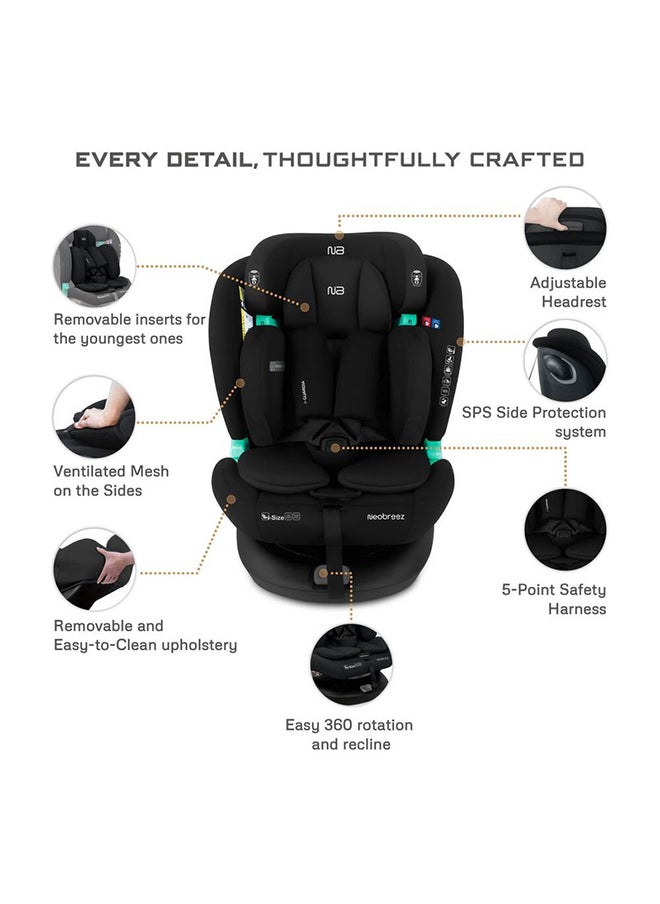 neobreez I-Gaurdia Swivel 360° Rotatable Convertible Baby Infant Toddler Car Seat, I-Size Ecer129, Isofix, Recline & Adjustable, Side Impact Protection, Memory Foam 0-12Yrs (40-150Cm/0-36Kg), Group 0+/1/2/4  - Image 3