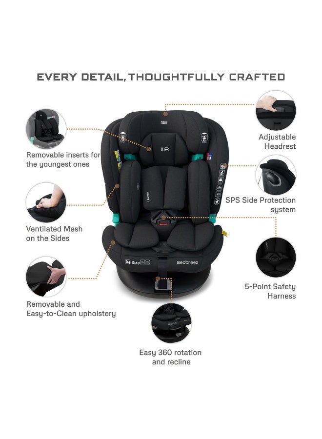 نيوبريز مقعد سيارة للأطفال -  درجة  -، مقعد تحويلي شامل للأطفال والرضع، معتمد ، قابل للإمالة والتعديل، حماية من الاصطدام الجانبي، إسفنج الذاكرة، من - سنة، - كجم، الفئة +، حزام خماسي النقاط - Image 5