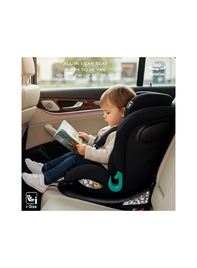 neobreez i-GUARDIA 360° ISOFIX i-Size Baby Car Seat, All-in-1 Convertible Kids Toddler Seat, ECER129, Recline& Adjustable, Side Impact Protection, Memory Foam 0-12Yrs, 0-36Kg, Group 0 +/1/2/5, 5-Point Harness