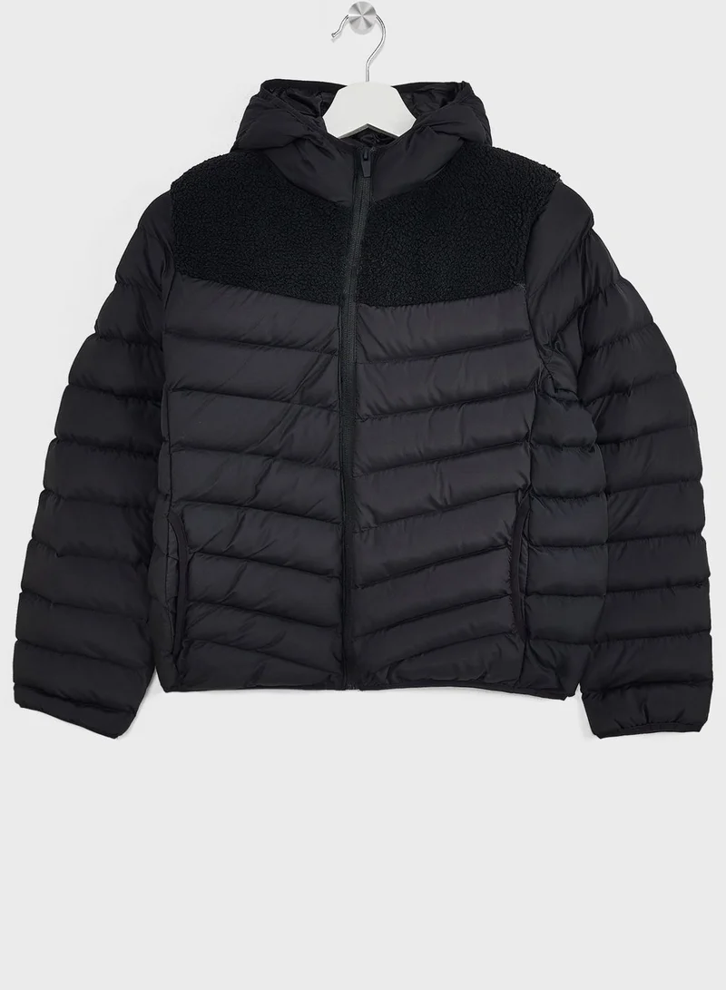 BRAVE SOUL Boys Borg Yoke Padded Hooded Jacket