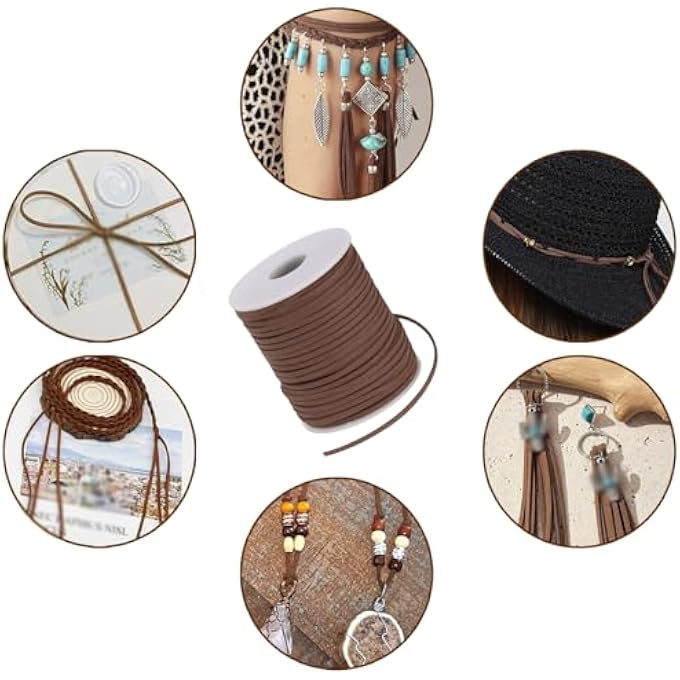 STRBOXONG DARK BROWN FLAT BRAIDED CORD, 2.6MM X 2MM, 42M LENGTH FOR JEWELRY MAKING, BRACELETS, NECKLACES, SHOELACES & DIY CRAFTS - Image 3