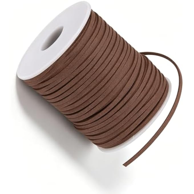 STRBOXONG DARK BROWN FLAT BRAIDED CORD, 2.6MM X 2MM, 42M LENGTH FOR JEWELRY MAKING, BRACELETS, NECKLACES, SHOELACES & DIY CRAFTS - Image 1
