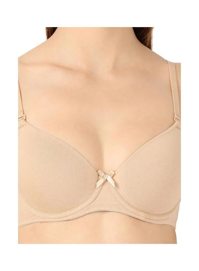 JOCKEY 1245 Women Under Wired Padded Super Combed Cotton Elastane Stretch Medium Coverage Multiway Styling T Shirt Bra with Detachable Straps Light Skin 38C