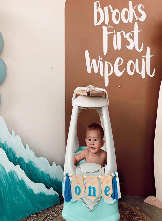 MUWEOL لافتة كرسي مرتفع خشبي من MUWEOL The Big One Tassel - ديكور حفلات عيد ميلاد Wood One بطابع الأمواج، لافتة كرسي مرتفع من شرابة الموجة - Image 5