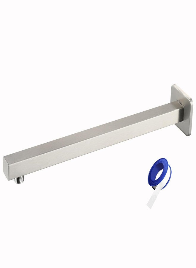 Nuodan Shower Arm with Flange, 16 Inches Wall Mount Square Straight Extension Arm, Replacement of Fixed Rain Shower Head Pipe, Brushed Nickel - Image 1