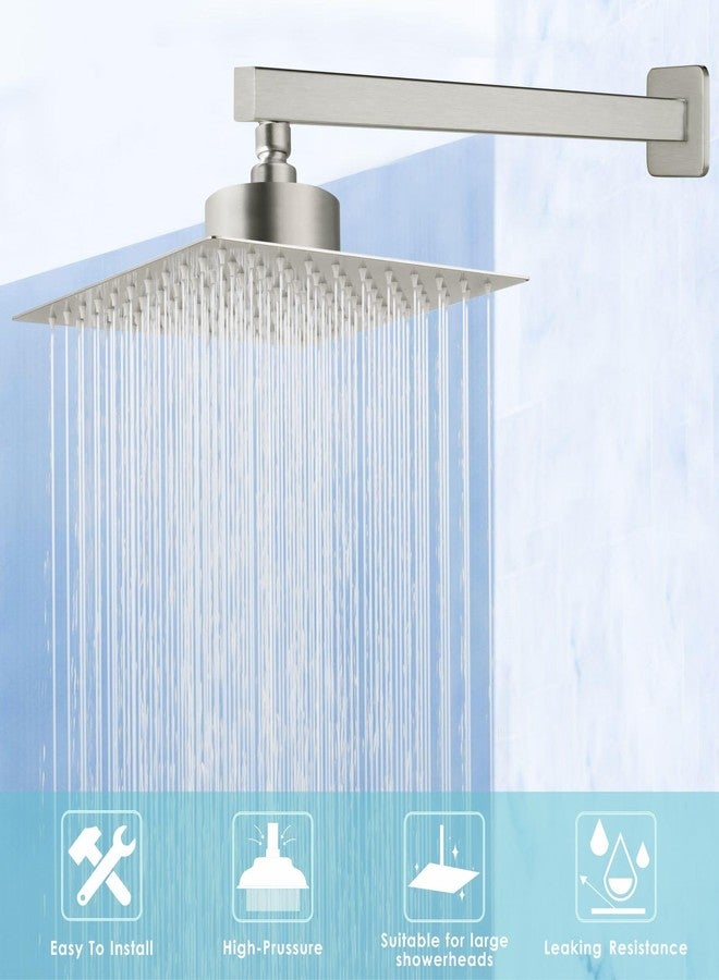 Nuodan Shower Arm with Flange, 16 Inches Wall Mount Square Straight Extension Arm, Replacement of Fixed Rain Shower Head Pipe, Brushed Nickel - Image 5