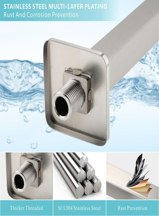 Nuodan Shower Arm with Flange, 16 Inches Wall Mount Square Straight Extension Arm, Replacement of Fixed Rain Shower Head Pipe, Brushed Nickel - Image 3