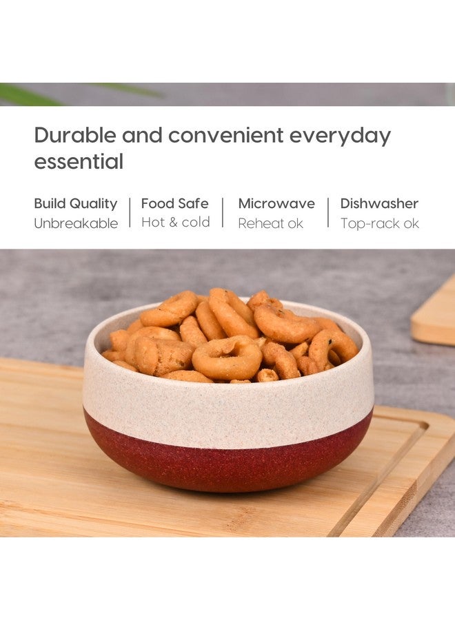 Eha Earth-Friendly Soup Bowls with Spoons | 250 ml | Made with Rice Husk Biocomposite | Microwave Safe Bowls for Kitchen | Serving Bowl Set of 4 | Coral - Image 4