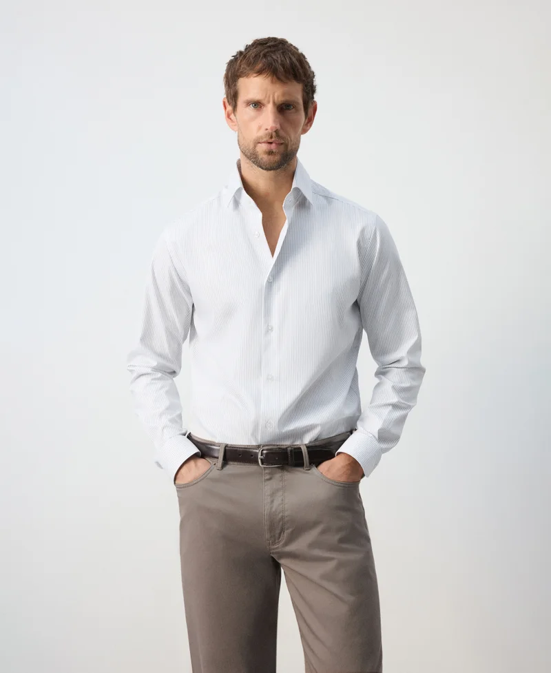 100% cotton slim-fit striped shirt