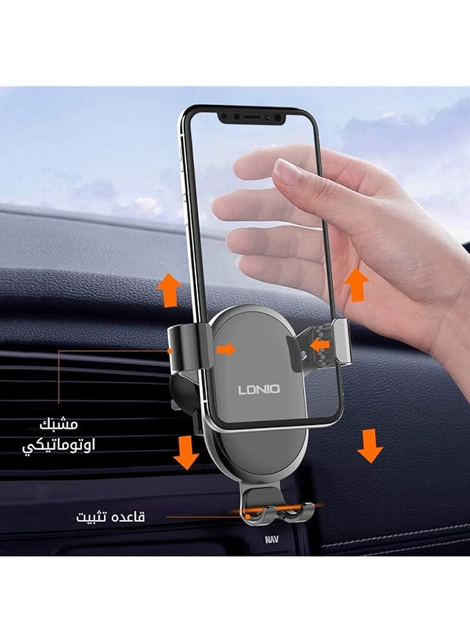 LDNIO Gravity Linkage Mount Adjustable 360° Rotation Auto Lock Car Phone Holder For Iphone 11/11 Pro/11 Pro Max, Xr - Image 3
