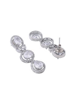 American Diamond Necklace Set For Women | White Stone Silver Jewellery Set For Women | Diamond Necklace Set | Birthday Gift for Girls Anniversary Gift for Wife