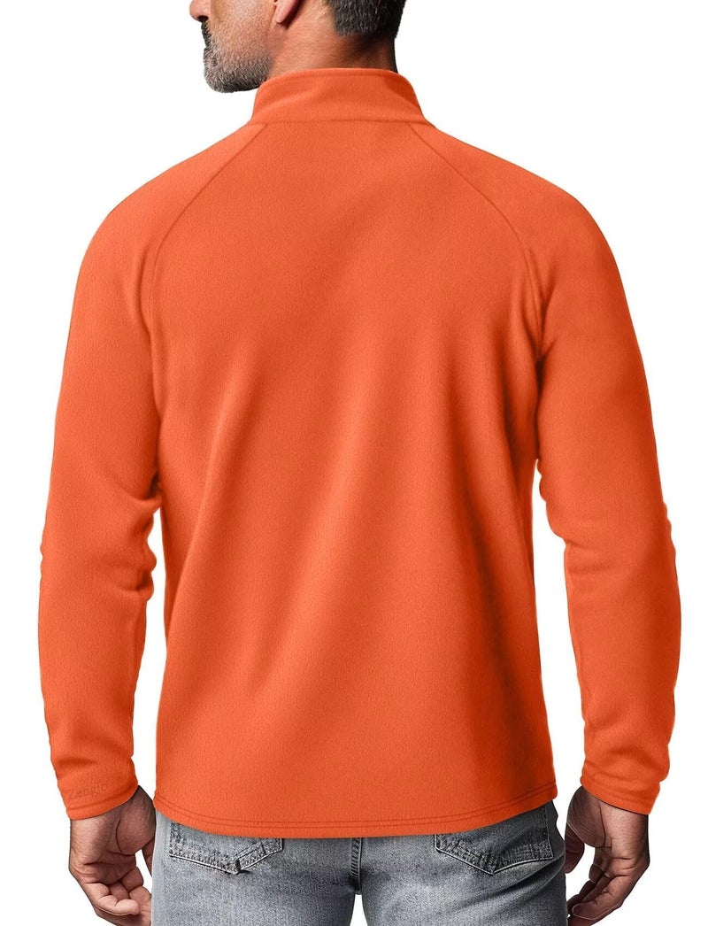 Zengjo Mens Quarter Zip Fleece Pullover Lightweight(Orange,M) - Image 2