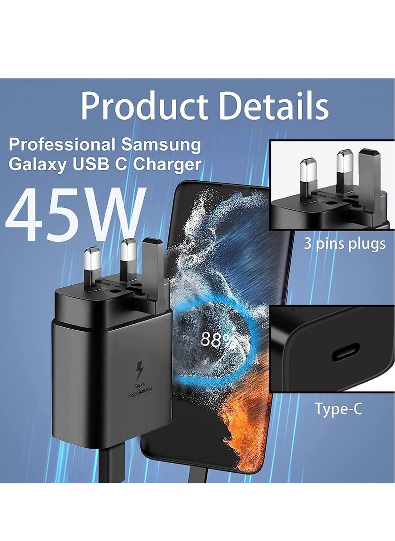 BGM 45W USB C Charger Super Fast Charger USB C with 5ft Cable for45W USB C Charger,compatible Samsung UK Travel Adaptor (45W with USB type C Cable) Black Samsung Super Fast Charger Type C Samsung Galaxy S - Image 4