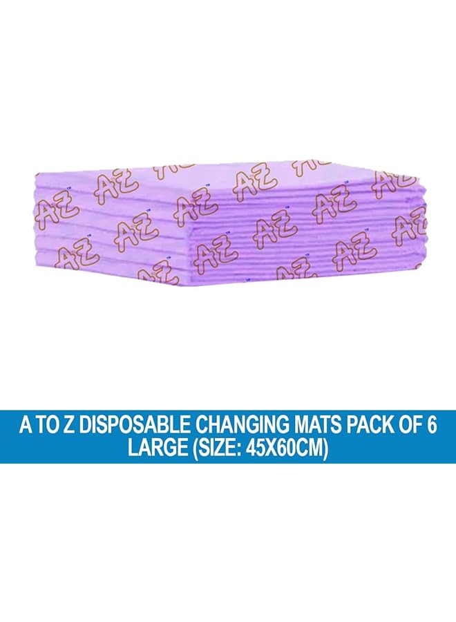 A TO Z Disposable Changing Pads/Mat (45 X 60Cm (6 Count) Extra Large Underpads Waterproof For Incontinence Heavy Absorb Chucks Pads For Kids Babies Pack Of 6 Lavender - Image 2