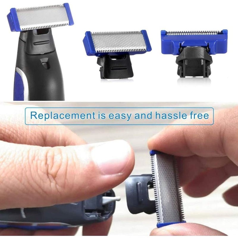 1 3pcs Microtouch Solo Electric Shaver Replacement Heads Mix Blue Double Sided Reliable Grooming Blade Easy Install And Use - Image 4