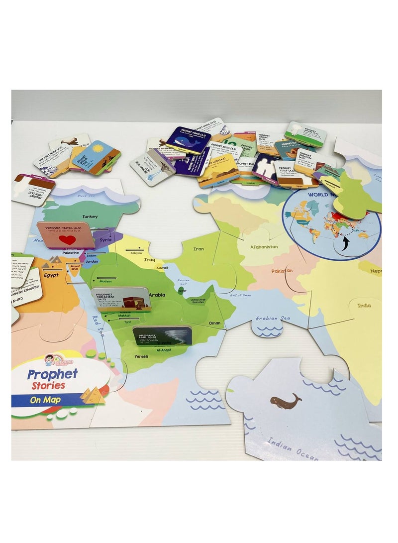HilalFul Islamic Puzzle for Kids & Children | Prophet Stories on The Map | Interactive Learning and Educational Puzzle | Giant Floor Puzzle - 34 Pieces - Image 5