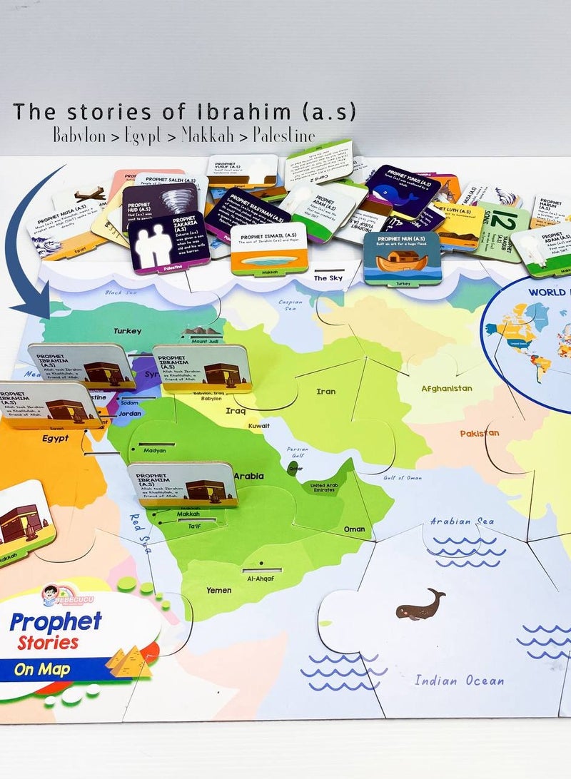 HilalFul Islamic Puzzle for Kids & Children | Prophet Stories on The Map | Interactive Learning and Educational Puzzle | Giant Floor Puzzle - 34 Pieces - Image 2