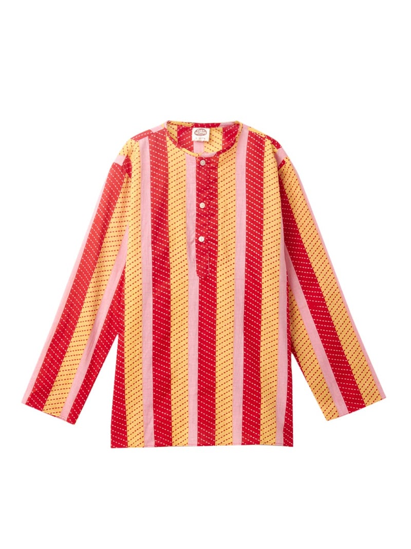 CuB McPAWS Be Curious Boy's Cotton Blend Striped Tunic Shirt - Image 1