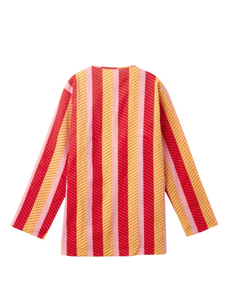 CuB McPAWS Be Curious Boy's Cotton Blend Striped Tunic Shirt - Image 3