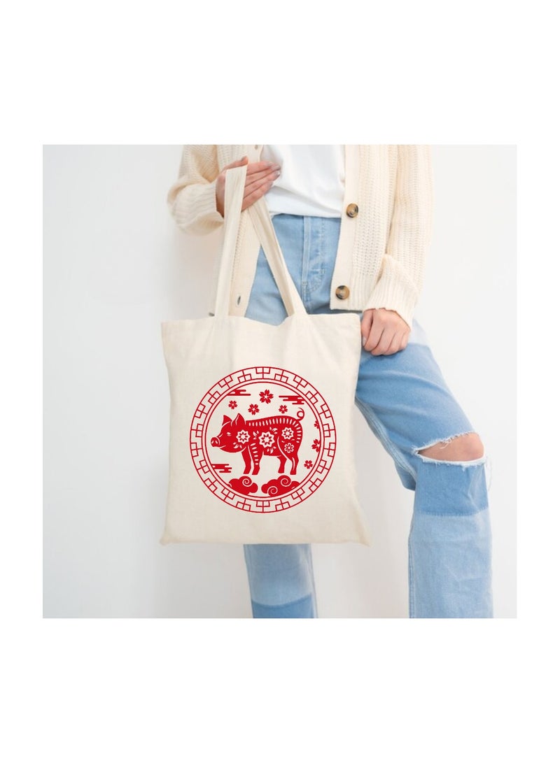 PRINTSHOP4ME Chinese Zodiac Symbols Cotton Bag-Eco-Friendly Canvas Cotton Tote Bag With Printed For Women-Reusable  Bag,Party Gift Idea,Cotton Gift Bag-Perfect For School,Office - Image 3