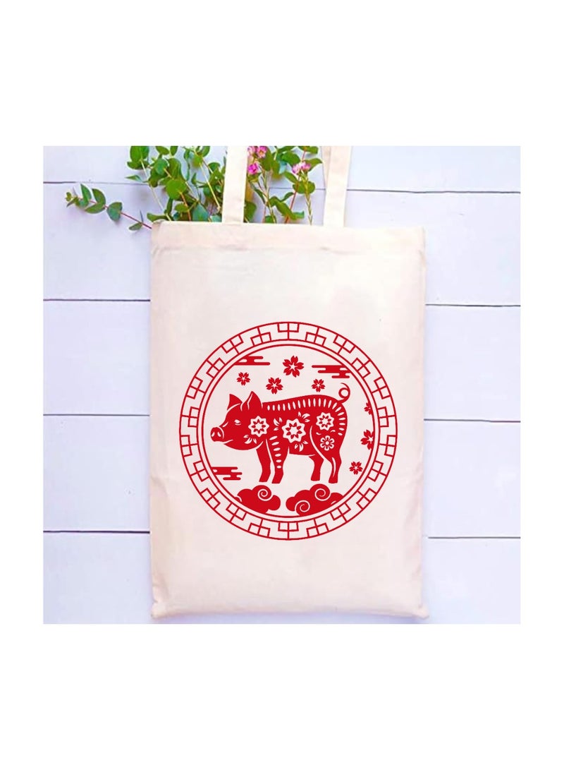PRINTSHOP4ME Chinese Zodiac Symbols Cotton Bag-Eco-Friendly Canvas Cotton Tote Bag With Printed For Women-Reusable  Bag,Party Gift Idea,Cotton Gift Bag-Perfect For School,Office - Image 5
