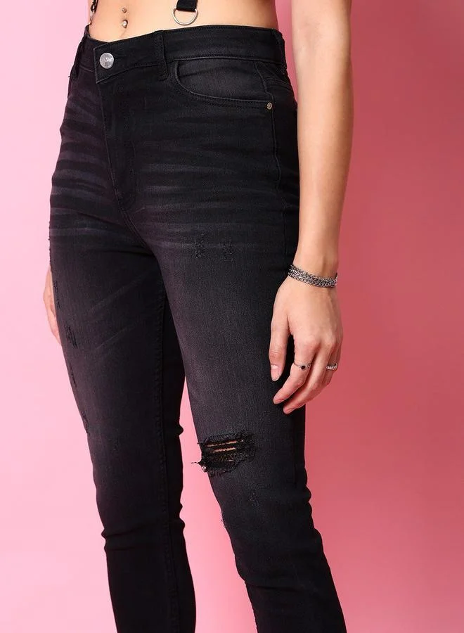 Freehand Black Freehand Women Distress Skinny Jeans for Women | Best Price UAE