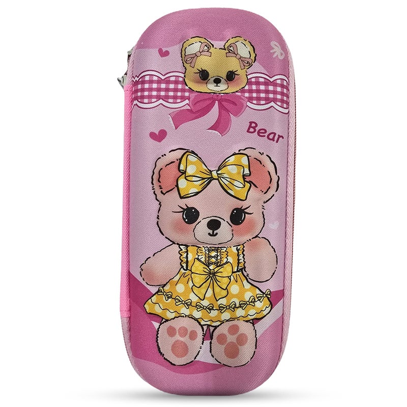 Cocobee Bear Pencil Case With Internal Mesh Pocket, Sturdy Build, Zipper Closure – Girls, 3+ Years, Multicolor - Image 1