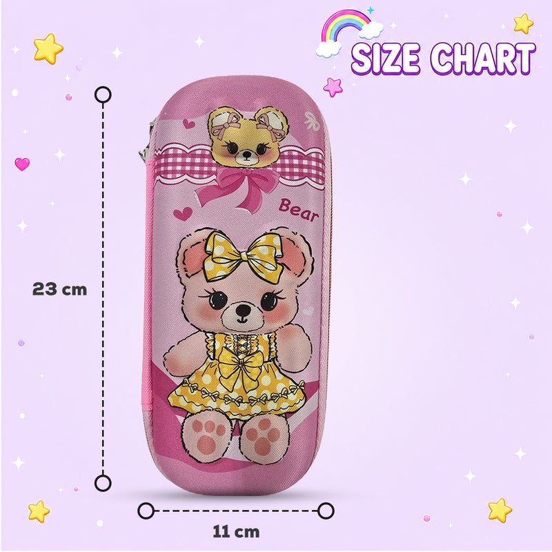 Cocobee Bear Pencil Case With Internal Mesh Pocket, Sturdy Build, Zipper Closure – Girls, 3+ Years, Multicolor - Image 4