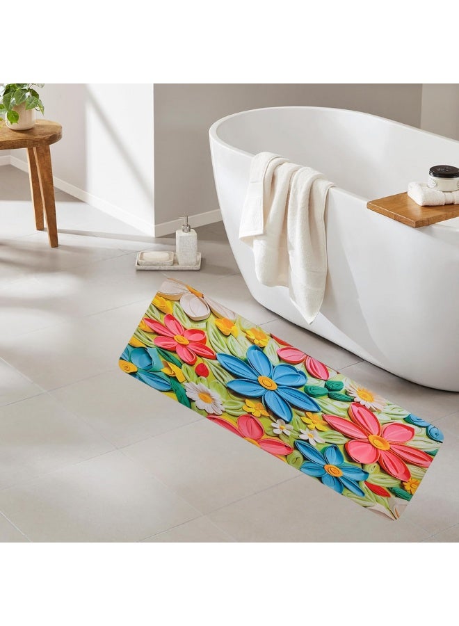 سويت سجاد حمام 116 × 38 سم، سجاد حمام فائق النعومة والامتصاص، بظهر مطاطي سريع الجفاف، سجاد حمام قابل للغسل في الغسالة لأرضية الحمام والحوض والدش، إكسسوارات ديكور منزلي - Image 3