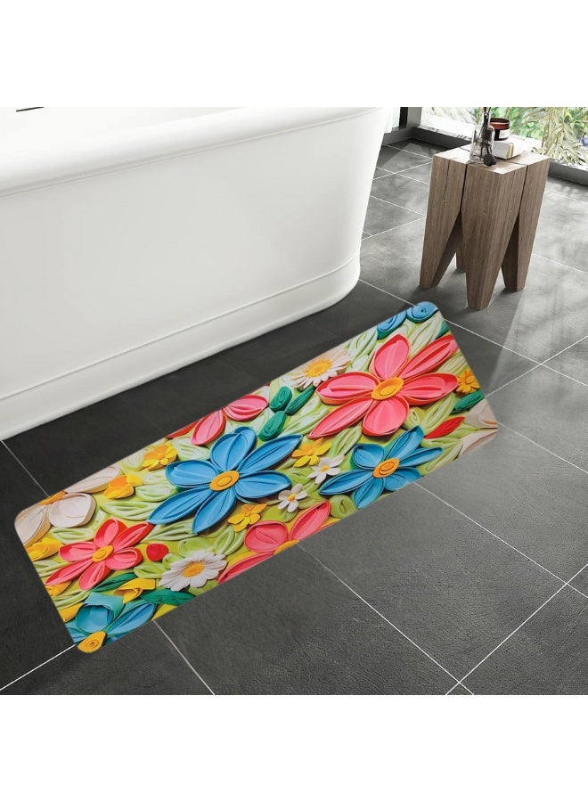 سويت سجاد حمام 116 × 38 سم، سجاد حمام فائق النعومة والامتصاص، بظهر مطاطي سريع الجفاف، سجاد حمام قابل للغسل في الغسالة لأرضية الحمام والحوض والدش، إكسسوارات ديكور منزلي - Image 1