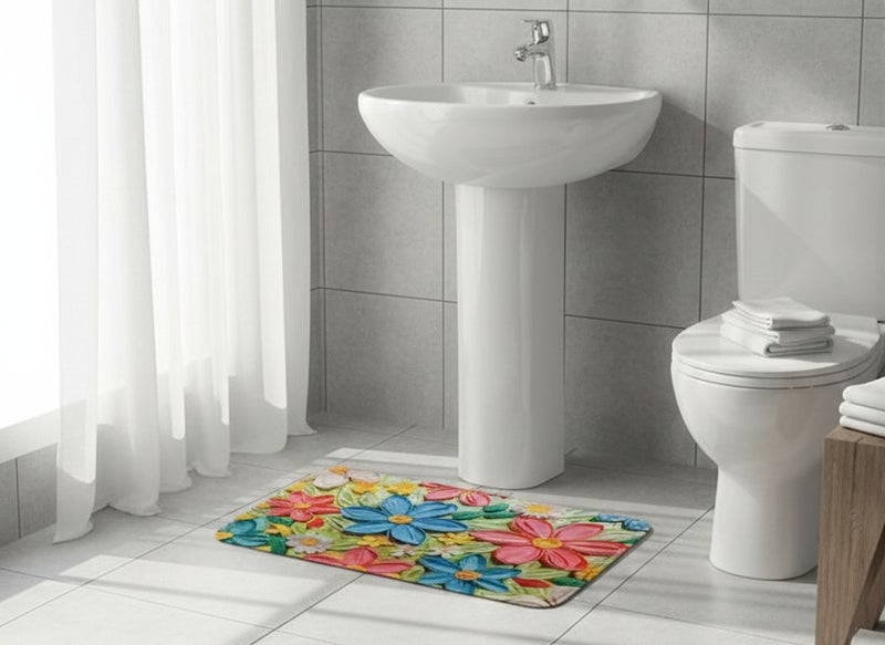 سويت سجاد حمام 116 × 38 سم، سجاد حمام فائق النعومة والامتصاص، بظهر مطاطي سريع الجفاف، سجاد حمام قابل للغسل في الغسالة لأرضية الحمام والحوض والدش، إكسسوارات ديكور منزلي - Image 1