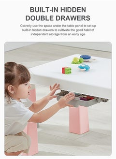 MaBaby Toddler Kids Table And Two Chair Set, Creative Drawing And Learning Table And Chair With Concealed Drawer  - Image 3